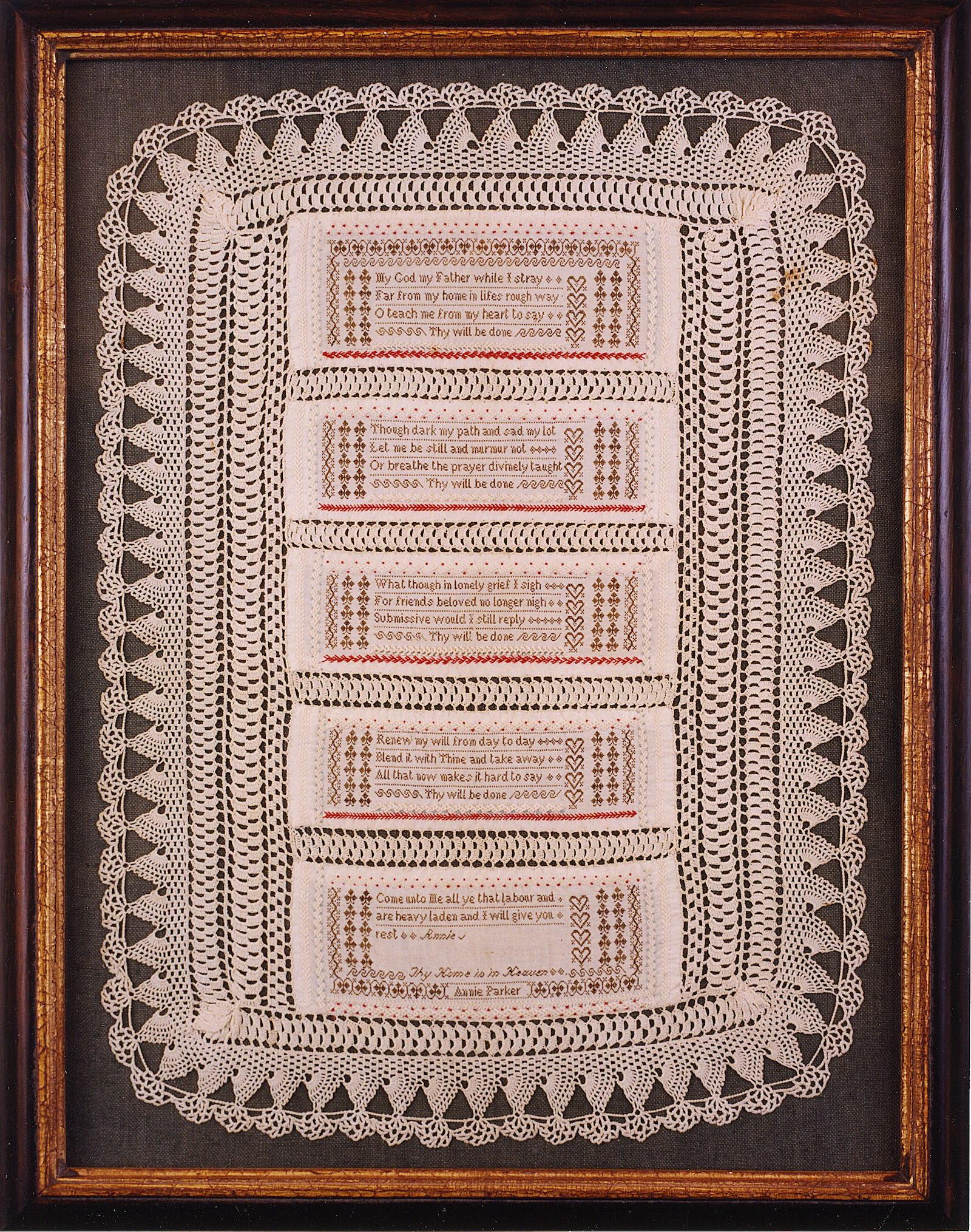 Annie Parker’s hairwork sampler © Whitney Antiques.