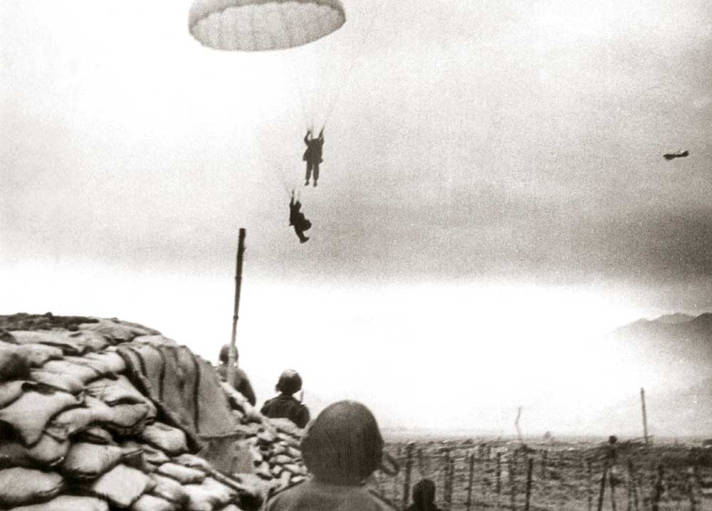 French paratroopers at the Battle of Dien Bien Phu, Vietnam, 23 March 1954.