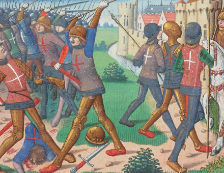 The Battle of Verneuil from the Vigiles du roi Charles VII, c. 1484. Bibliothèque nationale de France. Public Domain.