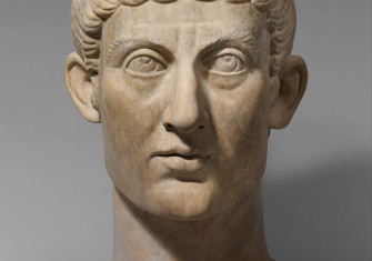 Marble portrait head of the Emperor Constantine I, the first Christian ruler of Rome, c. 325-370. Metropolitan Museum of Art. Public Domain.