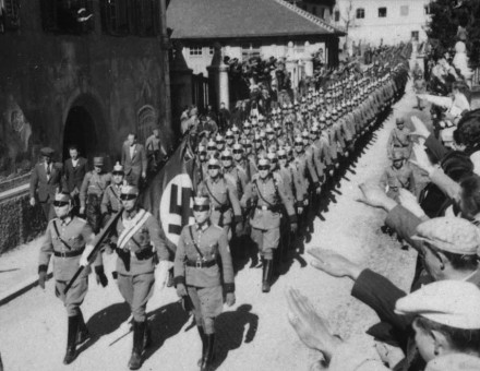 Austria becomes German. Entry of the German police in Imst (Tyrol)