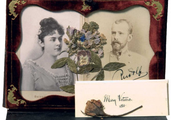 Photographs and autographs of Baroness Mary Vetsera and Crown Prince Rudolf, 19th century.