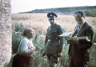 Robert Ritter, head of  the Racial Hygiene and Demographic Biology Research Unit of Nazi Germany’s Criminal Police, conducting an interview with a Romani woman, 1936. 