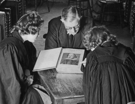 Shakespeare’s First Folio in the library of Durham University, 1950s.