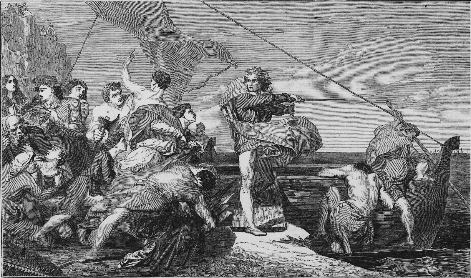 ‘Alfred Inciting the Saxons to Prevent the Landing of the Danes' by George Frederic Watts, reproduced in the Illustrated London News, 17 July 1847. Public Domain. 